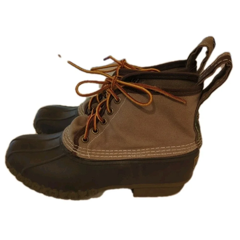 LL Bean Canvas Duck Boots Mens 7.5M Women's 9.5 Tan Camo Classic USA Limited Ed‎